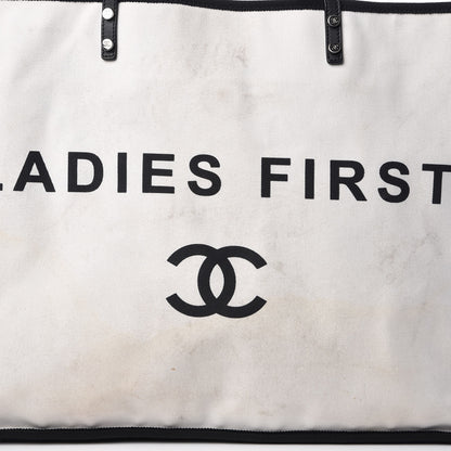 Chanel Canvas Calfskin Large Let's Demonstrate Tote White Black 17 of 18