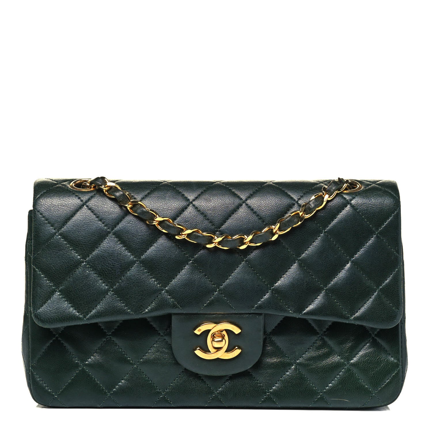 Chanel Lambskin Quilted Small Double Flap Green 1 of 11