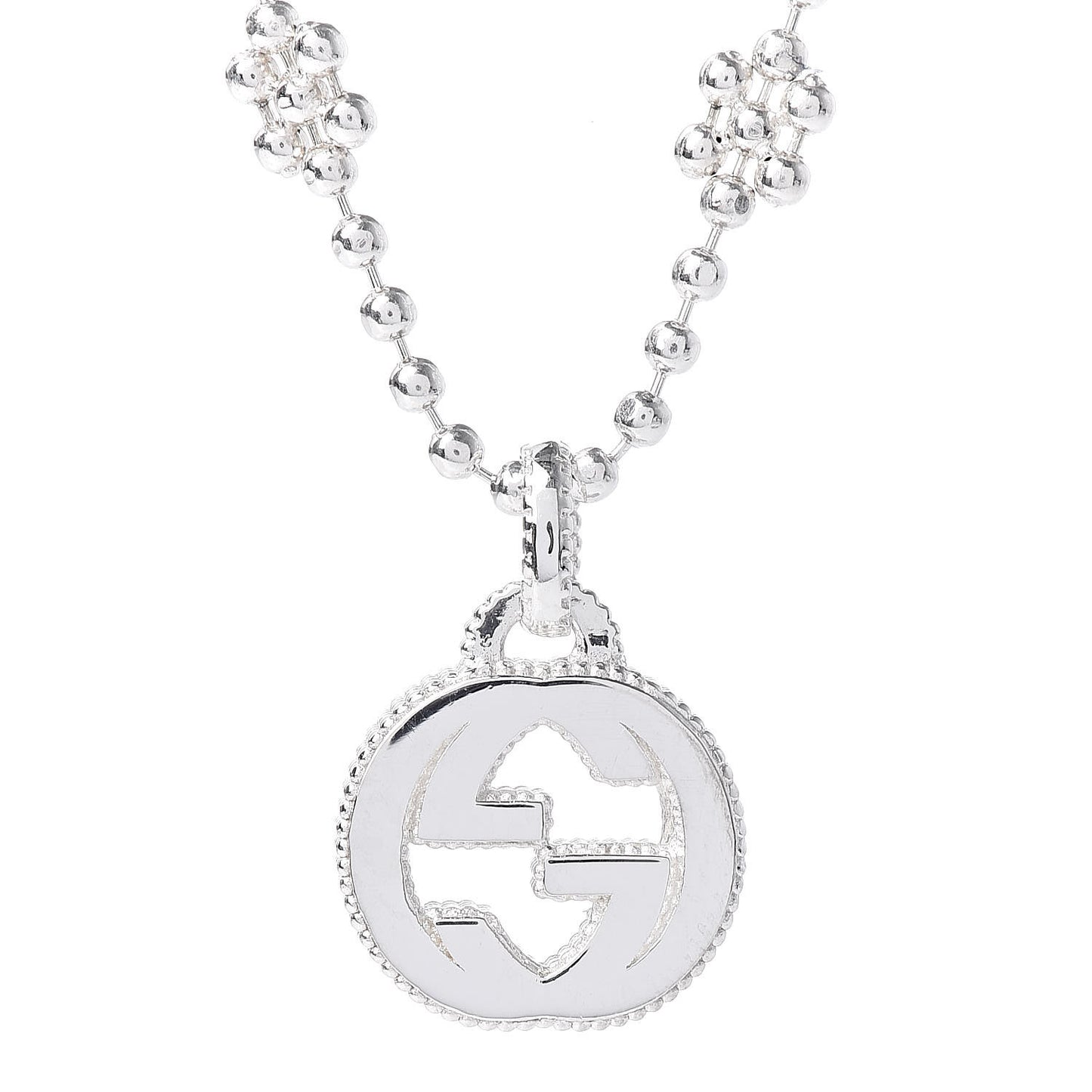 Sterling Silver Interlocking G Beaded Cluster Pendant Necklace