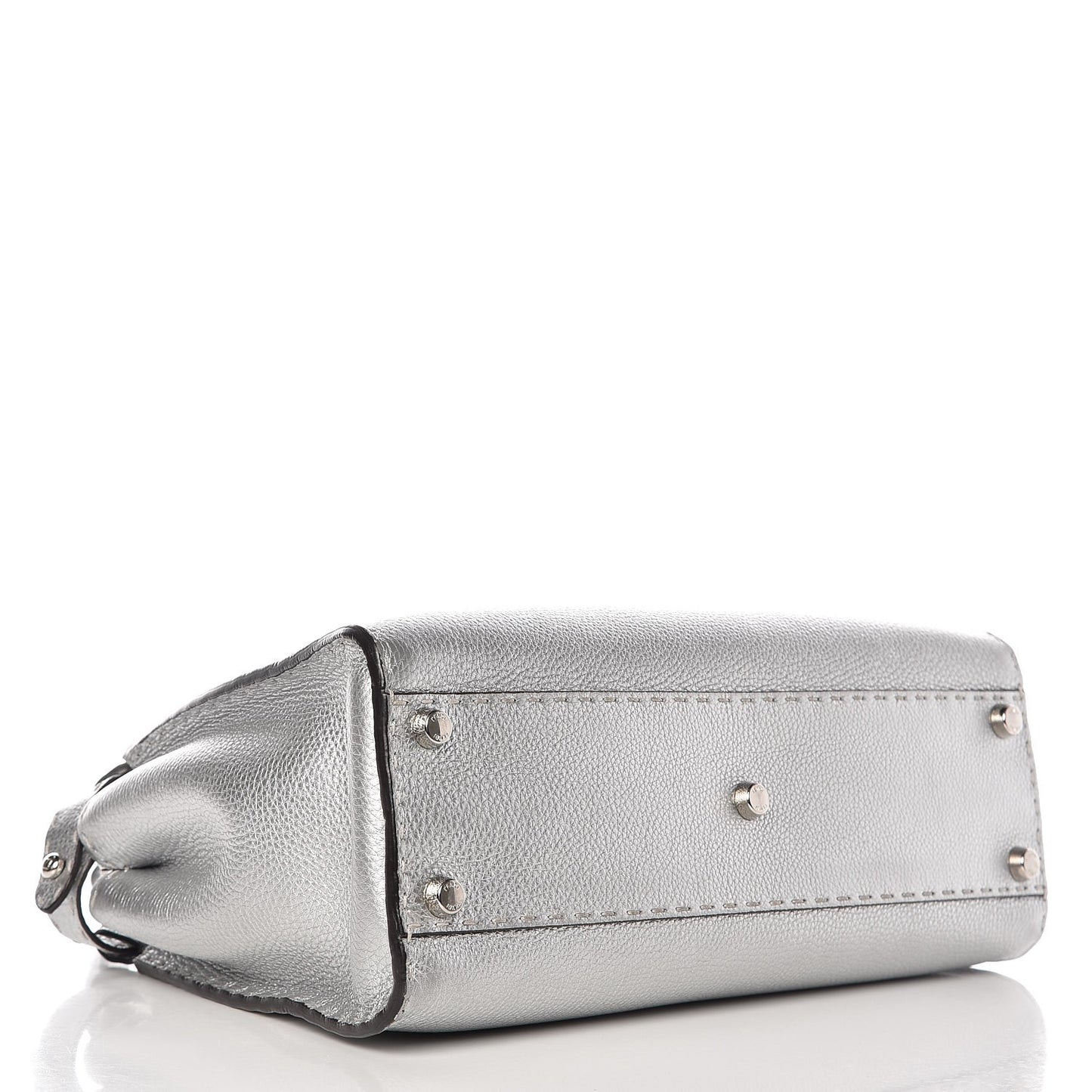 Cuoio Romano Lux Selleria Medium Peekaboo Iconic Satchel Argento