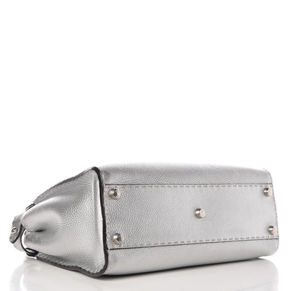 Fendi Cuoio Romano Lux Selleria Medium Peekaboo Iconic Satchel Argento 5 of 9
