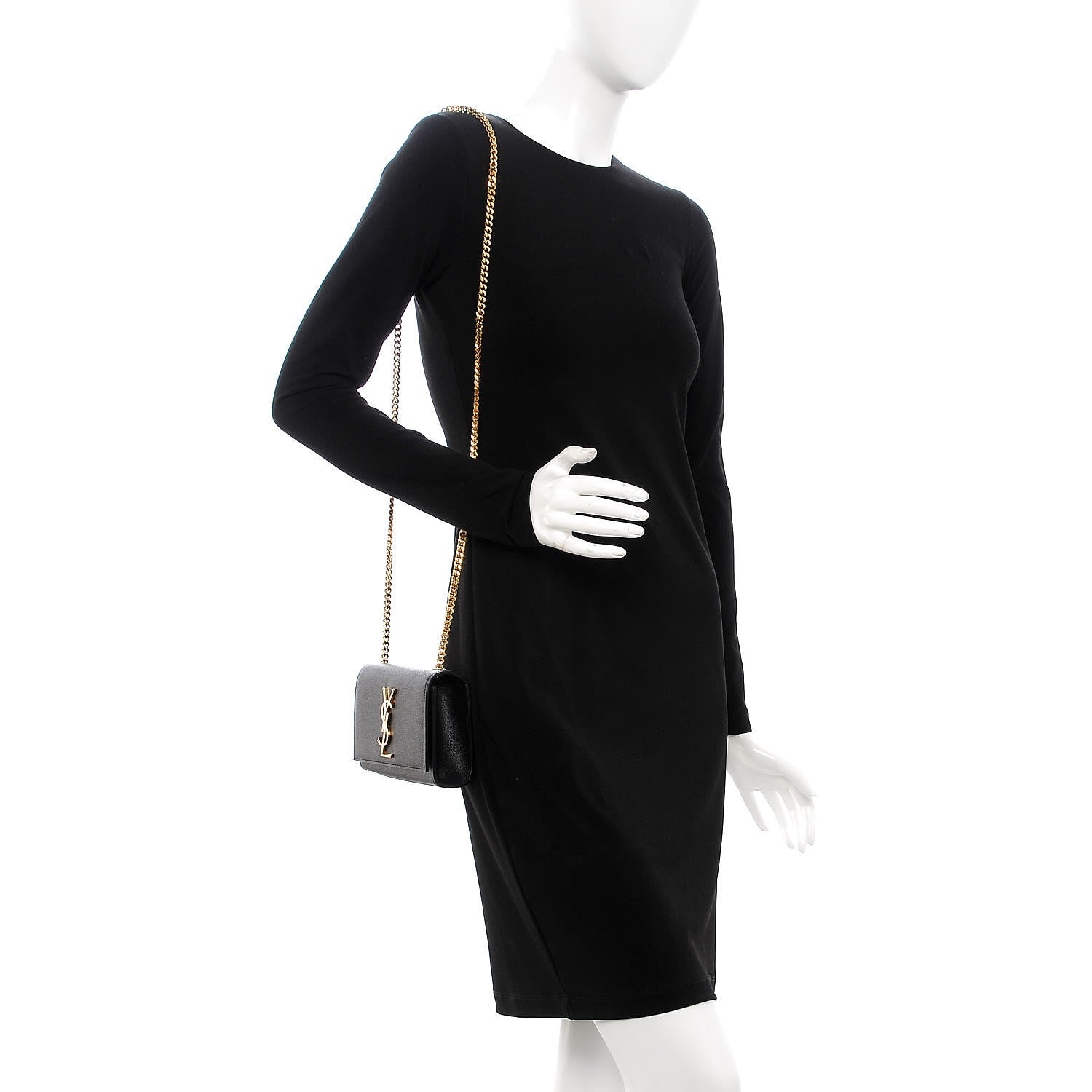 Saint Laurent Grain De Poudre Small Monogram Kate Satchel Black 3 of 8