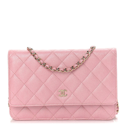 Chanel Iridescent Caviar Quilted Wallet on Chain WOC Rose Pink 1 of 9