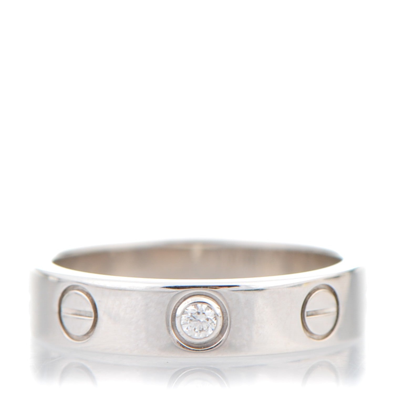 Cartier 18K White Gold Diamond 4mm LOVE Wedding Band Ring 47 4 1 of 5