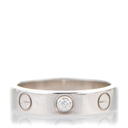 Cartier 18K White Gold Diamond 4mm LOVE Wedding Band Ring 47 4 1 of 5