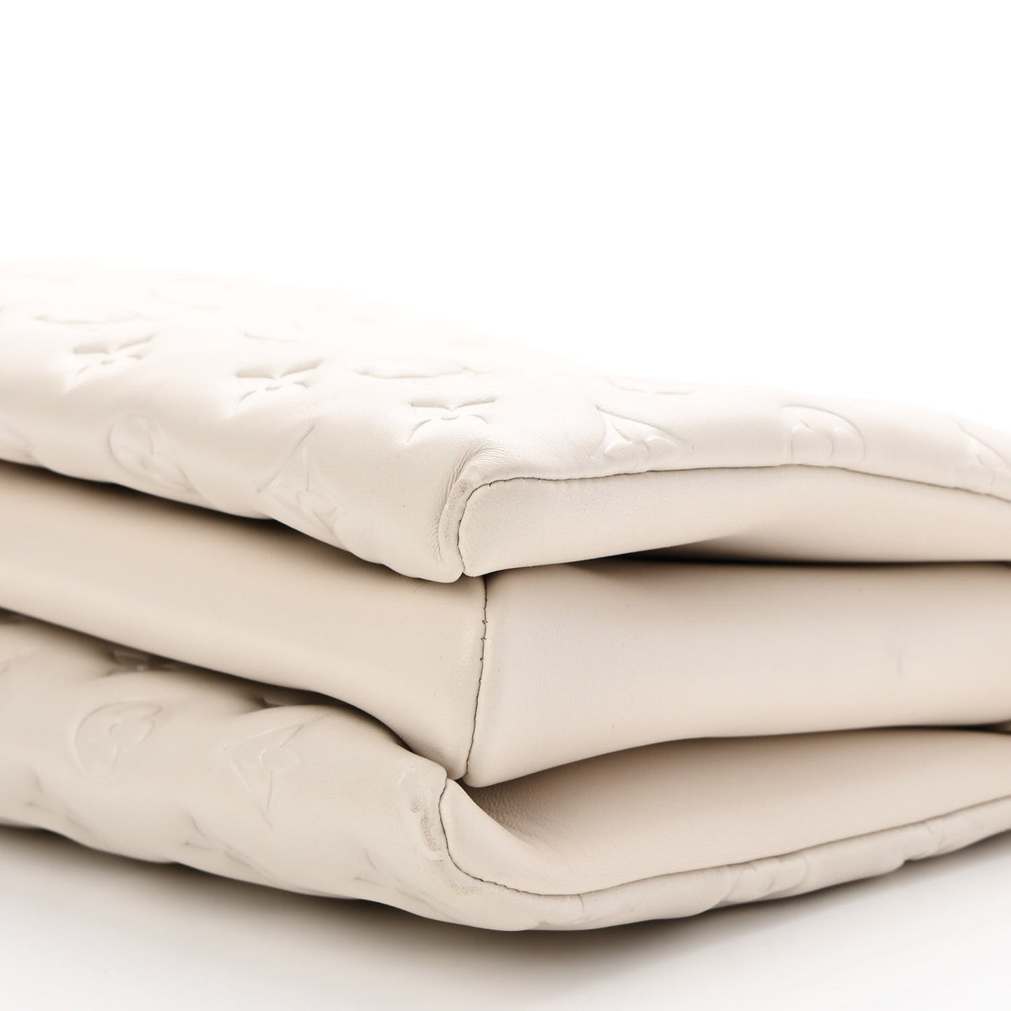 Lambskin Embossed Monogram Coussin PM Cream