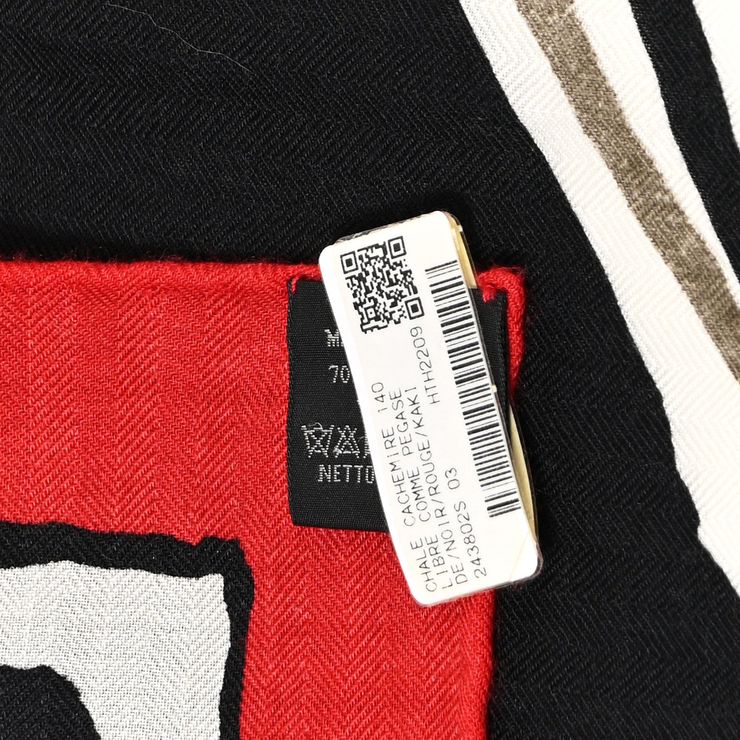 Hermes Cashmere Silk Libre Comme Pegase Shawl 140 Black Rouge Kaki 4 of 10