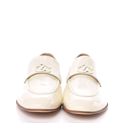 Chanel Patent Calfskin CC Loafers 37 White 2 of 8