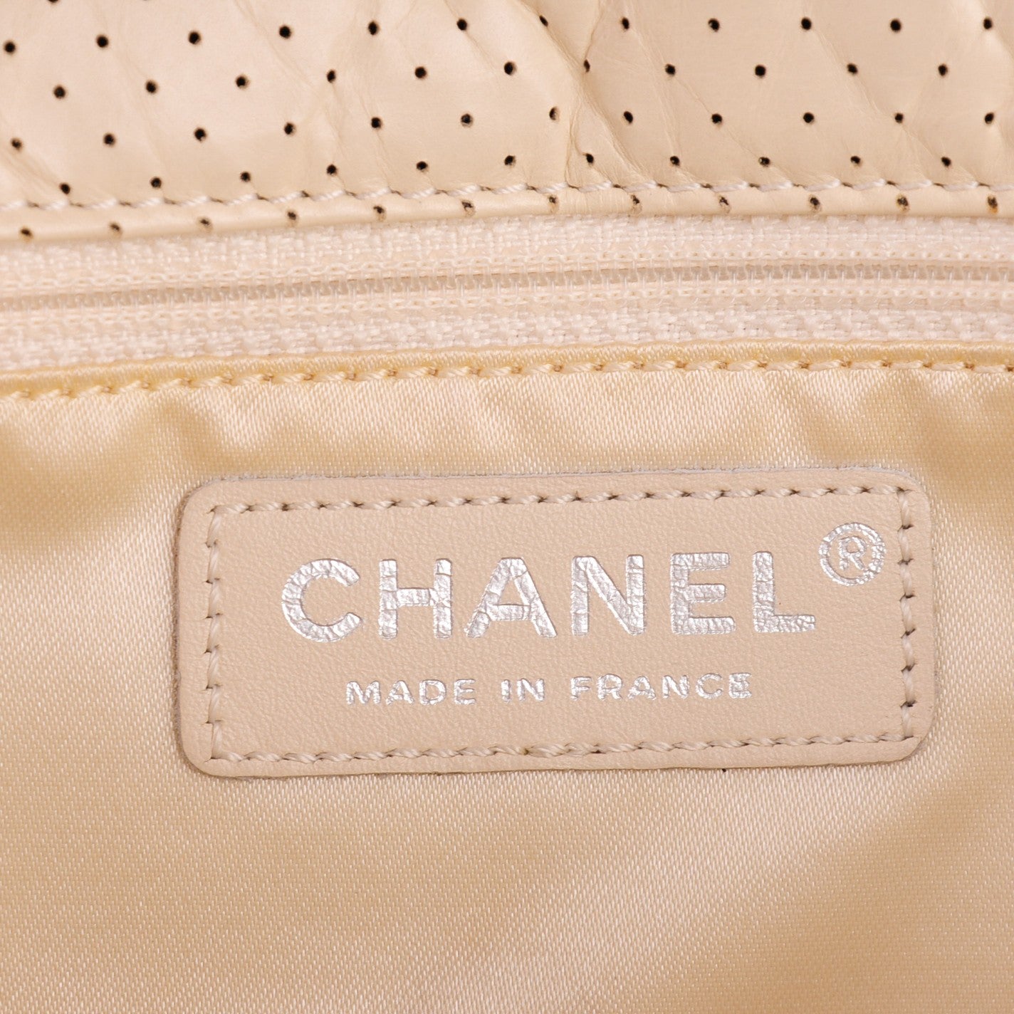 Aged Calfskin Perforated Small Flap Beige Clair