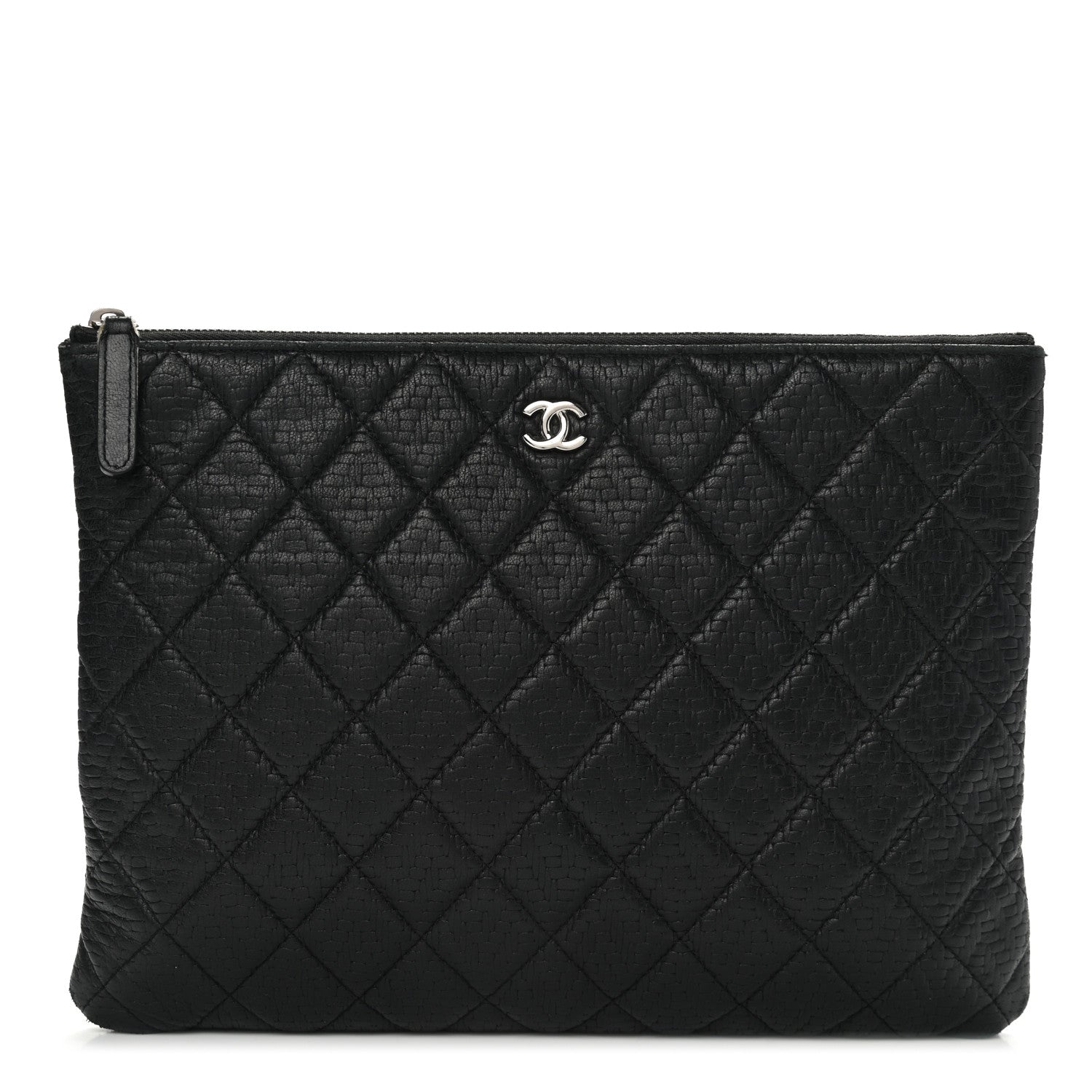 Chanel Woven Lambskin Quilted Medium Cosmetic Case Black 1 of 12