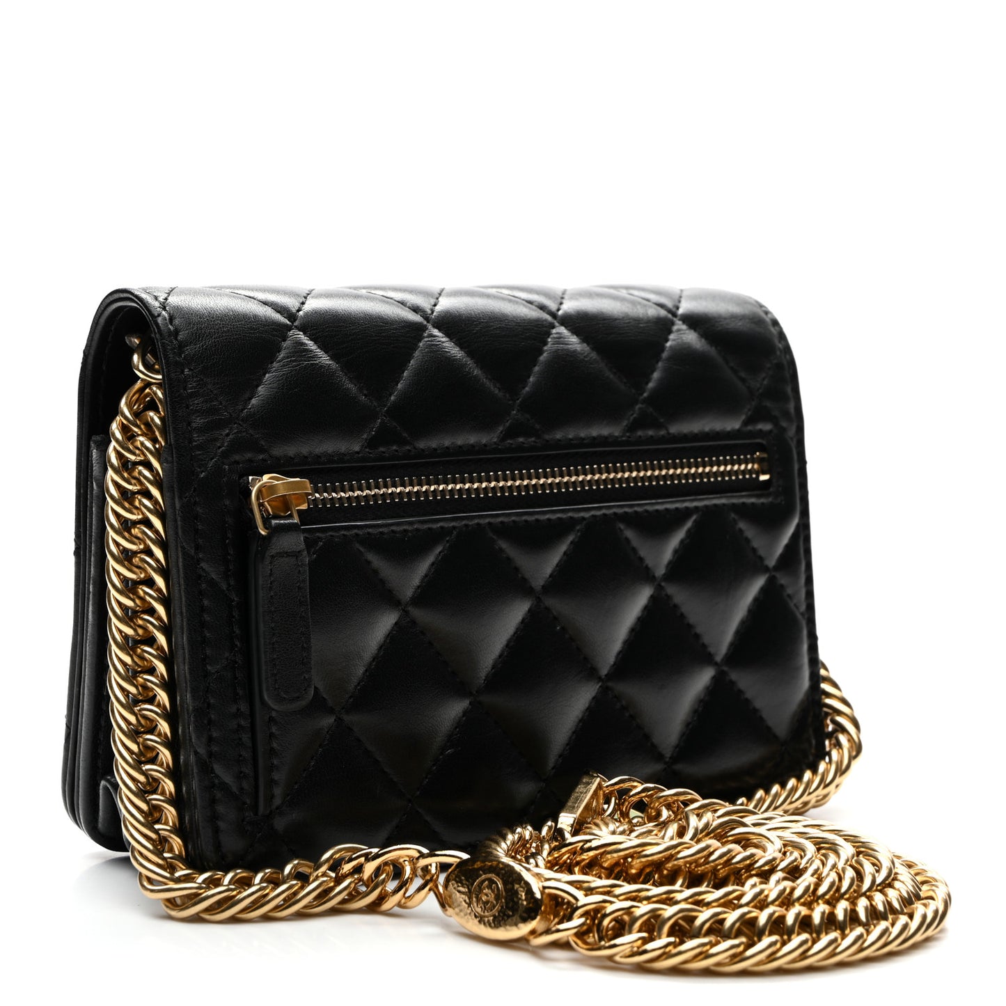 Lambskin Quilted Enamel Logo Clutch on Chain WOC Black