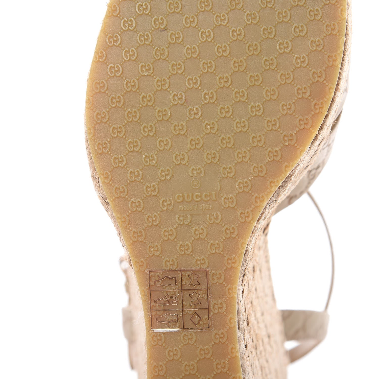 Gucci Soft Microguccissima Penelope Espadrille Wedge Sandals 37.5 Cream 6 of 9