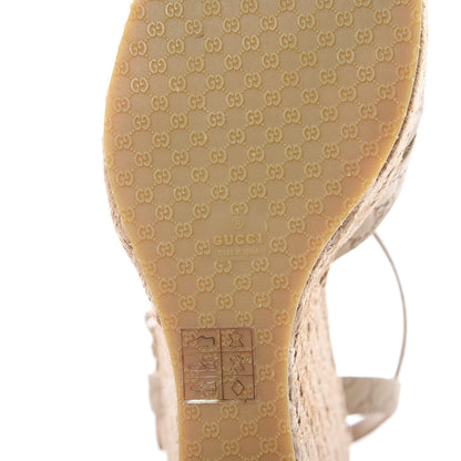 Gucci Soft Microguccissima Penelope Espadrille Wedge Sandals 37.5 Cream 6 of 9