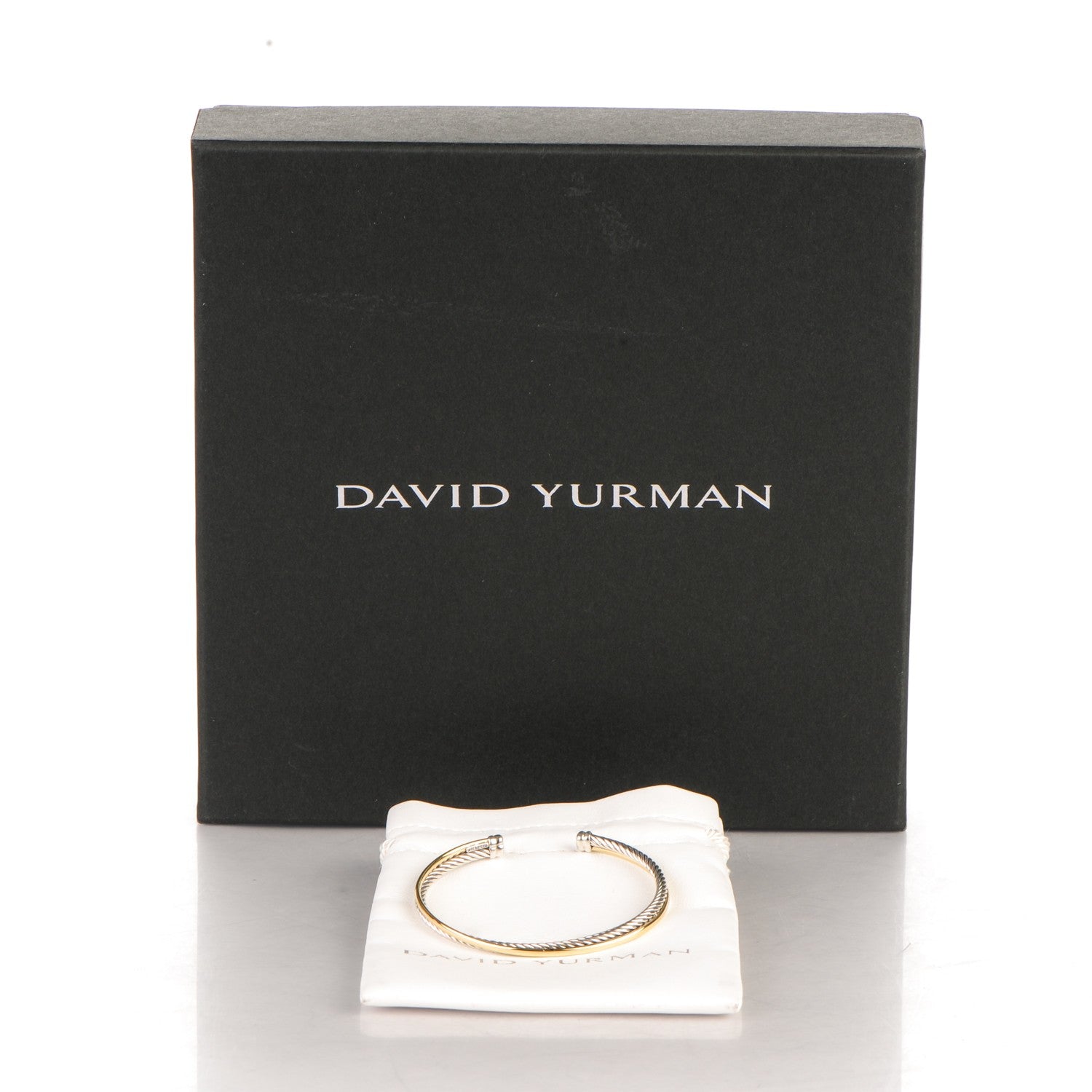 David Yurman Sterling Silver 18K Yellow Plated Gold 5mm Crossover Cuff 5 of 5
