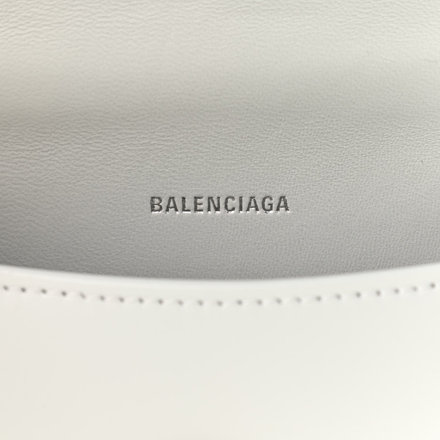 Balenciaga Box Calfskin Graffiti Logo Hourglass Top Handle Bag XS White Light Silver 7 of 7