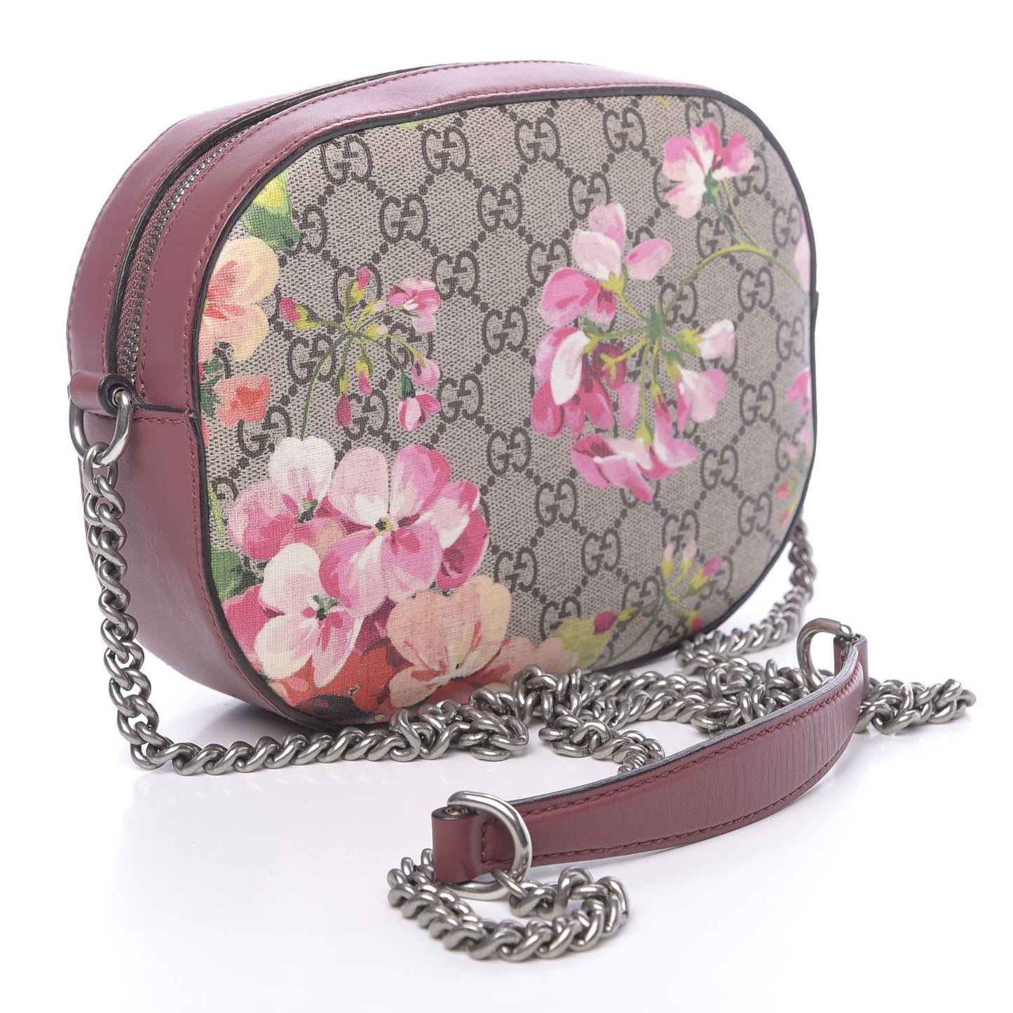 GG Supreme Monogram Blooms Mini Chain Shoulder Bag Beige Multicolor Dry Rose