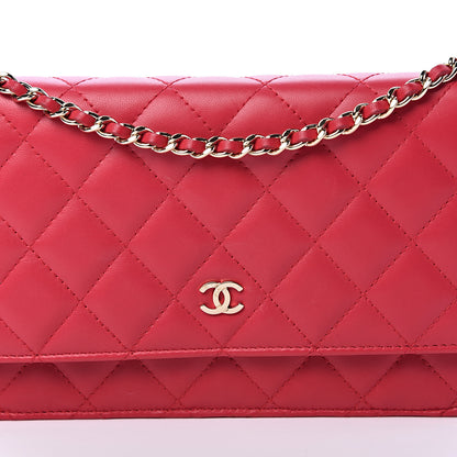 Chanel Lambskin Quilted Wallet On Chain WOC Red 9 of 15