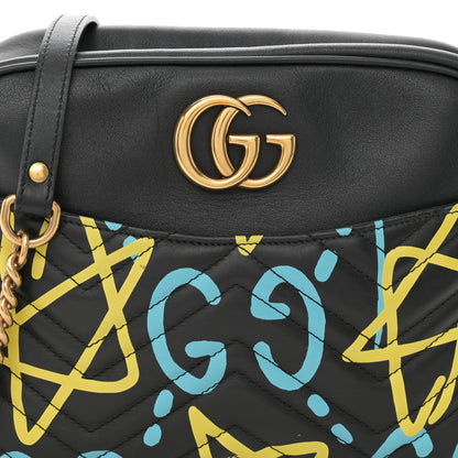 Gucci Calfskin Matelasse GucciGhost Medium GG Marmont Chain Shoulder Bag Black New Acquamarine 8 of 16