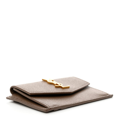 Saint Laurent Grain De Poudre Uptown Monogram Card Case Dark Beige 4 of 7