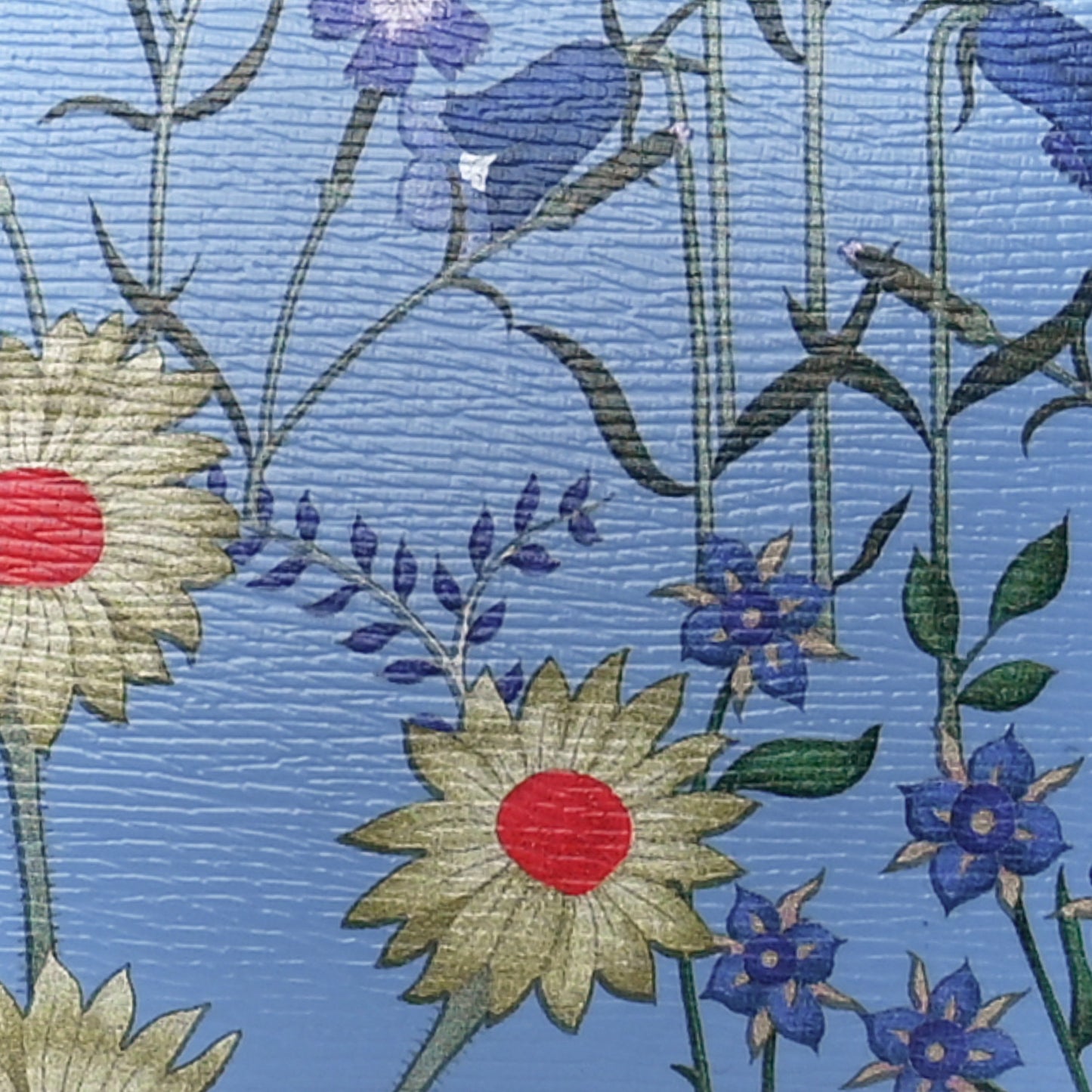 Calfskin Bamboo Web New Flora Small Nymphaea Top Handle Bag Azure