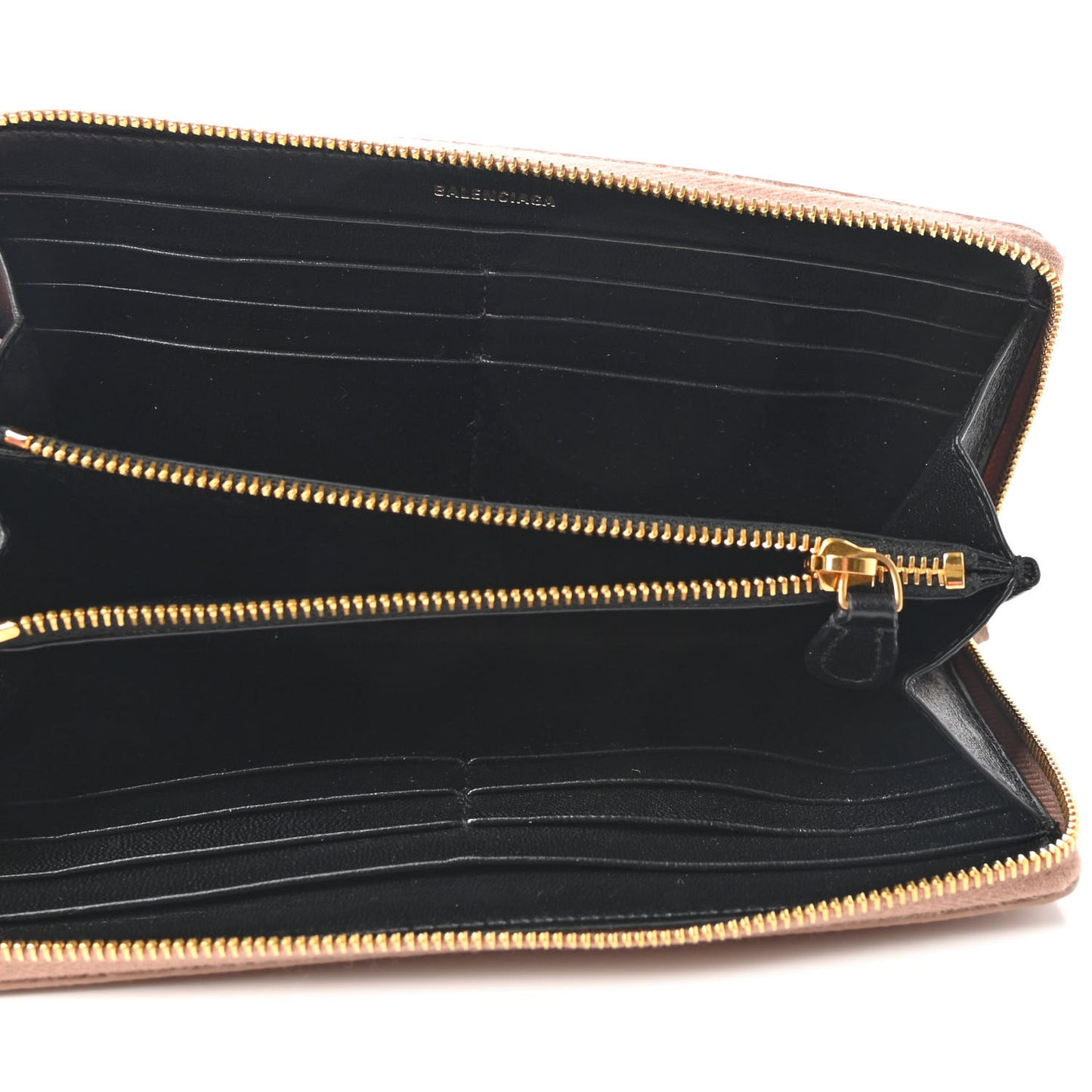 Calfskin Continental Zip Around Wallet Beige
