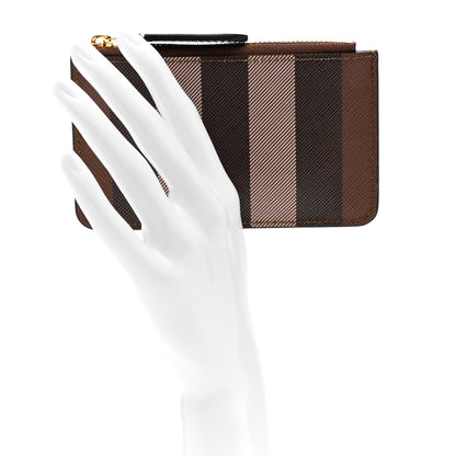 Burberry Kelbrook Exaggerated Check Canvas Card Case Birch Brown 2 of 7