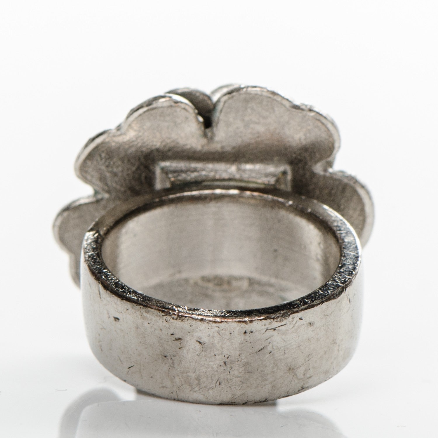 Chanel Enamel CC Camellia Ring 6 Black Silver 3 of 4