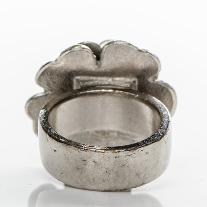 Chanel Enamel CC Camellia Ring 6 Black Silver 3 of 4