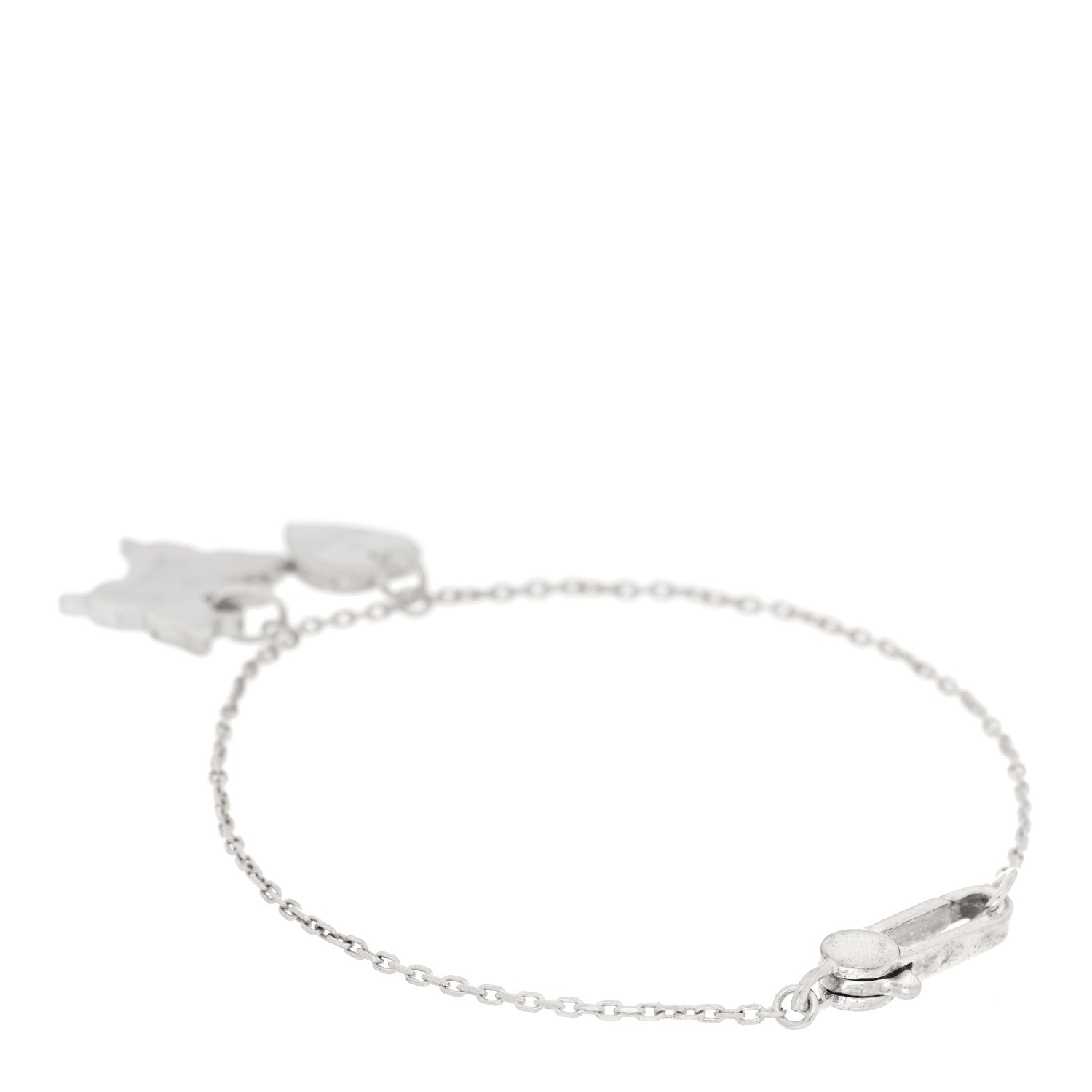 Gucci Sterling Silver Trademark Heart Butterfly Bracelet 2 of 4