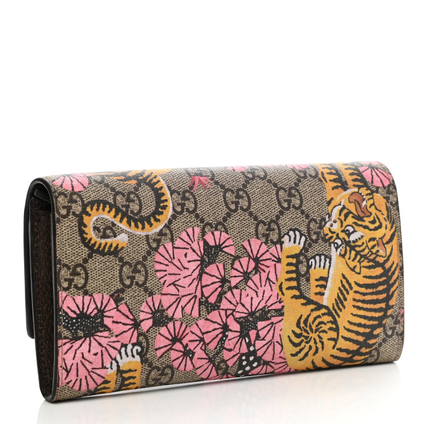 GG Supreme Monogram Bengal Continental Wallet Beige Pink