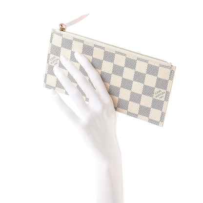 Louis Vuitton Damier Azur Felicie Chain Wallet Zippered Insert Rose Ballerine 2 of 6