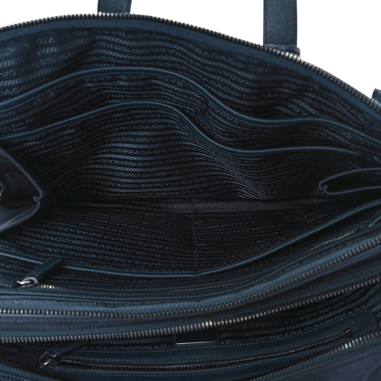 Tessuto Nylon Saffiano Briefcase Blue