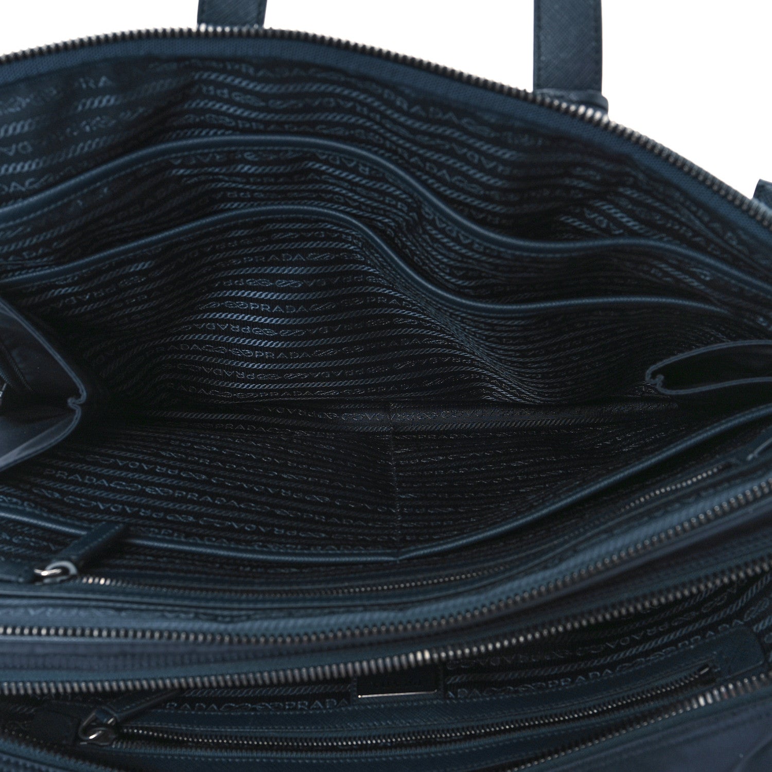 Prada Tessuto Nylon Saffiano Briefcase Blue 5 of 8