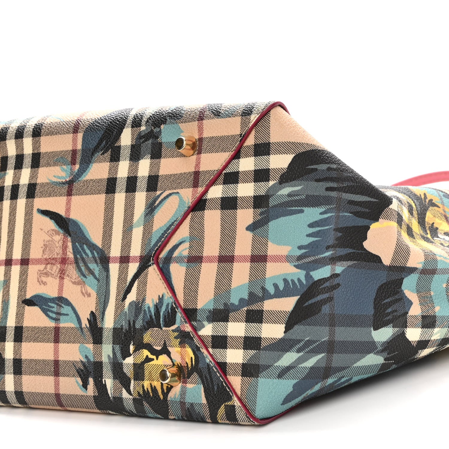 Burberry Haymarket Check Floral Print Small Canterbury Tote Pink 9 of 9