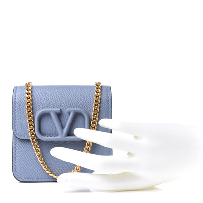 Valentino Garavani Grainy Calfskin VLogo Compact Wallet with Chain Niagara 2 of 9