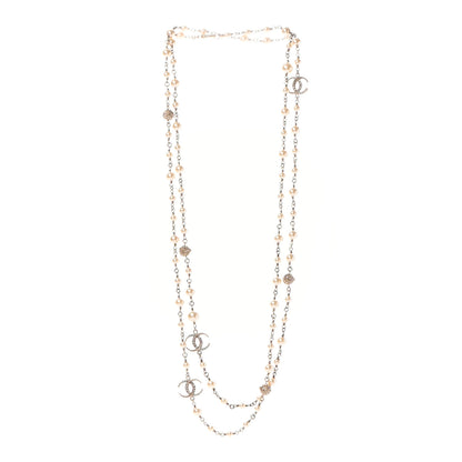 Chanel Pearl Crystal CC Long Necklace Gold 3 of 4