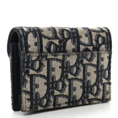 Christian Dior Oblique Saddle Card Holder Blue 3 of 9