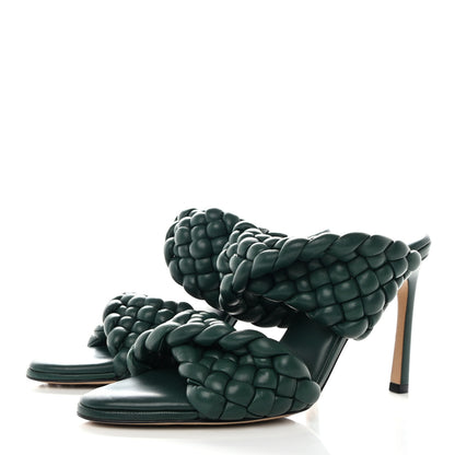 Bottega Veneta Nappa Twisted Padded Intrecciato Curve Slide Sandals 38 Vert Fonce 3 of 7