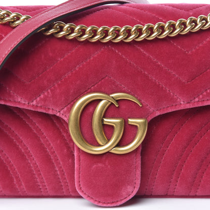 Gucci Velvet Matelasse Small GG Marmont Shoulder Bag Light Raspberry Rose 8 of 10
