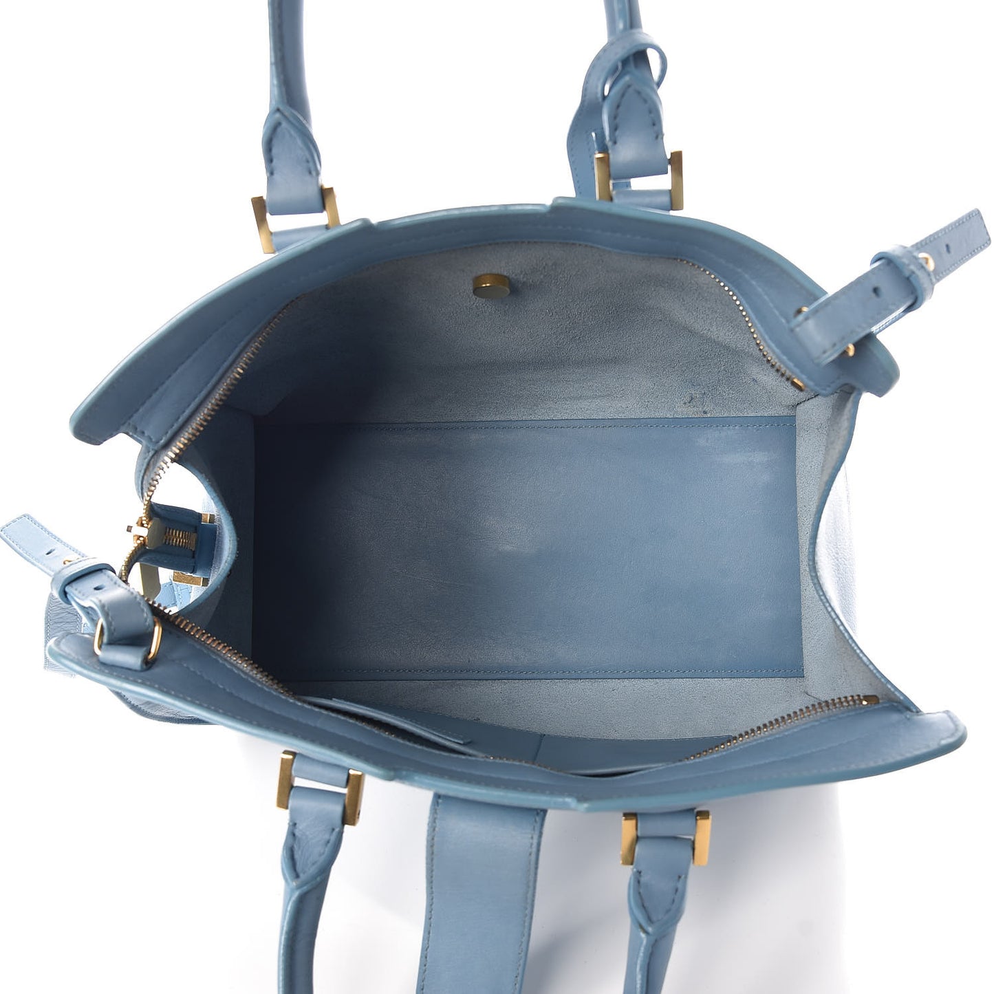 Calfskin Small Classic Y Cabas Blue Glacier