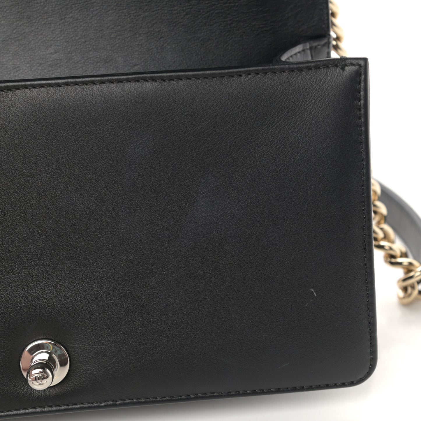 Calfskin Tweed Chain Chevron Boy Flap Black