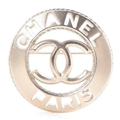 Chanel Metal CC Paris Brooch Light Gold 1 of 6