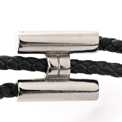Hermes Swift Double Wrap Cord Tournis Tresse Bracelet Black 4 of 5