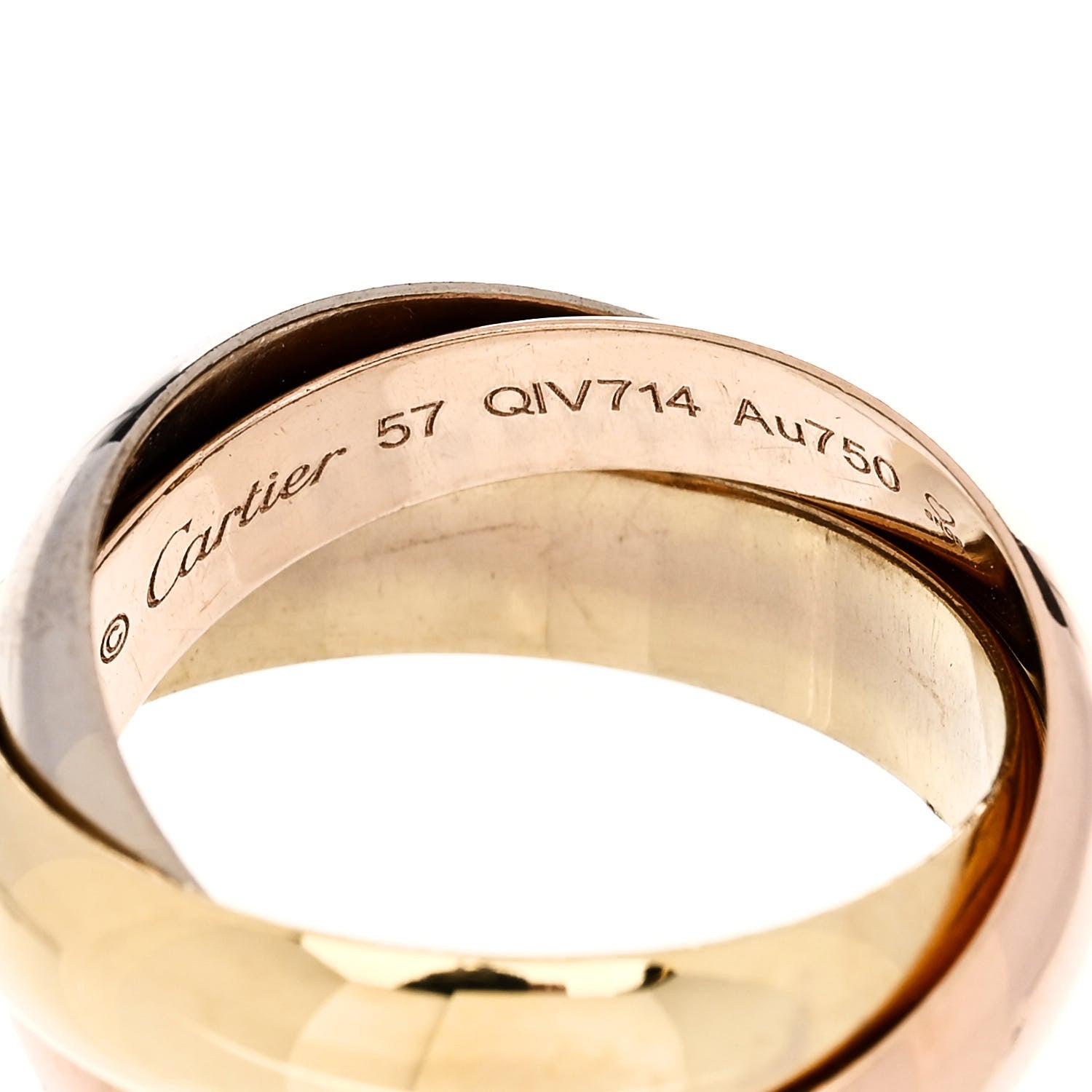 Cartier 18K Pink Yellow White Gold Large Trinity Ring 57 8 4 of 5