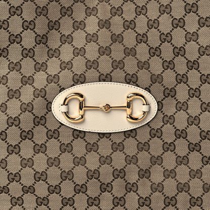 Gucci Monogram New Sakai Calfskin Lux Horsebit 1955 Tote Beige Ebony Mystic White 9 of 11