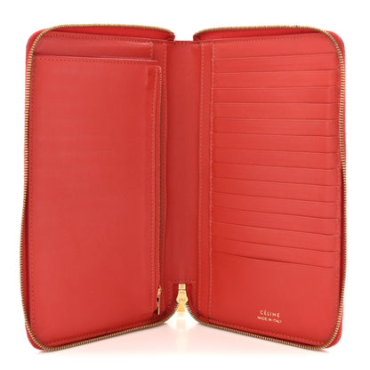 Celine Drummed Calfskin Large Zip Around Multifunction Wallet Red 5 of 12