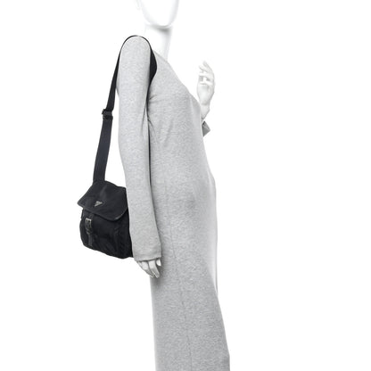 Prada Nylon Vela Saffiano Single Buckle Messenger Shoulder Bag Black 2 of 17