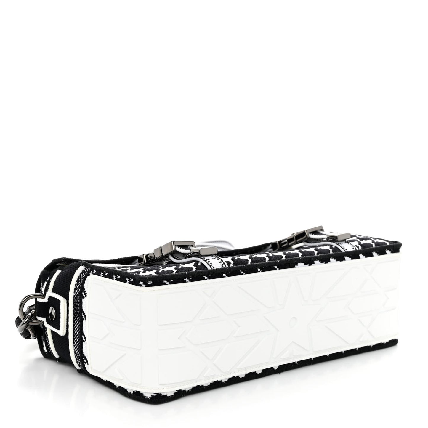 Canvas Houndstooth Embroidered Small Diorcamp Bag Black Multicolor