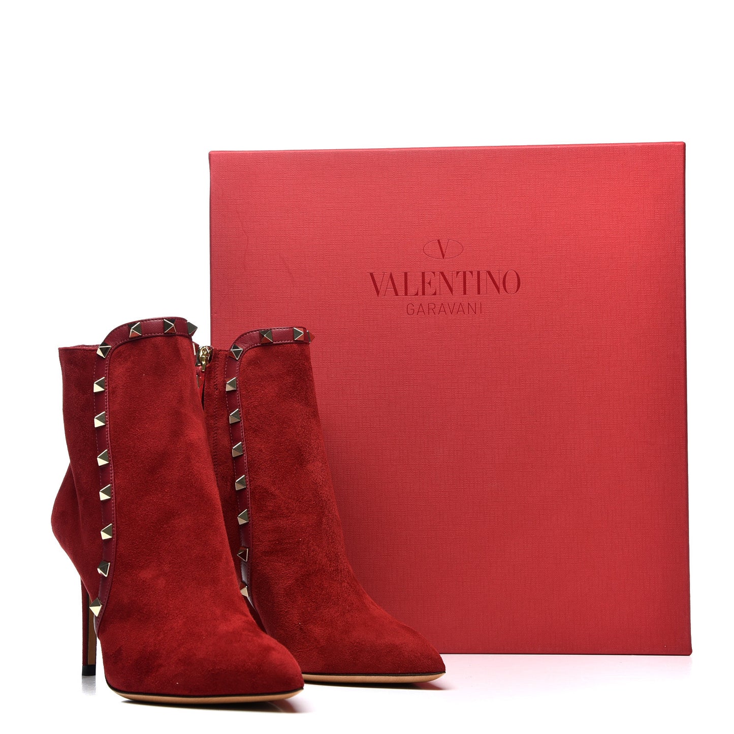 Suede Rockstud 85mm Ankle Booties 37 Rubino