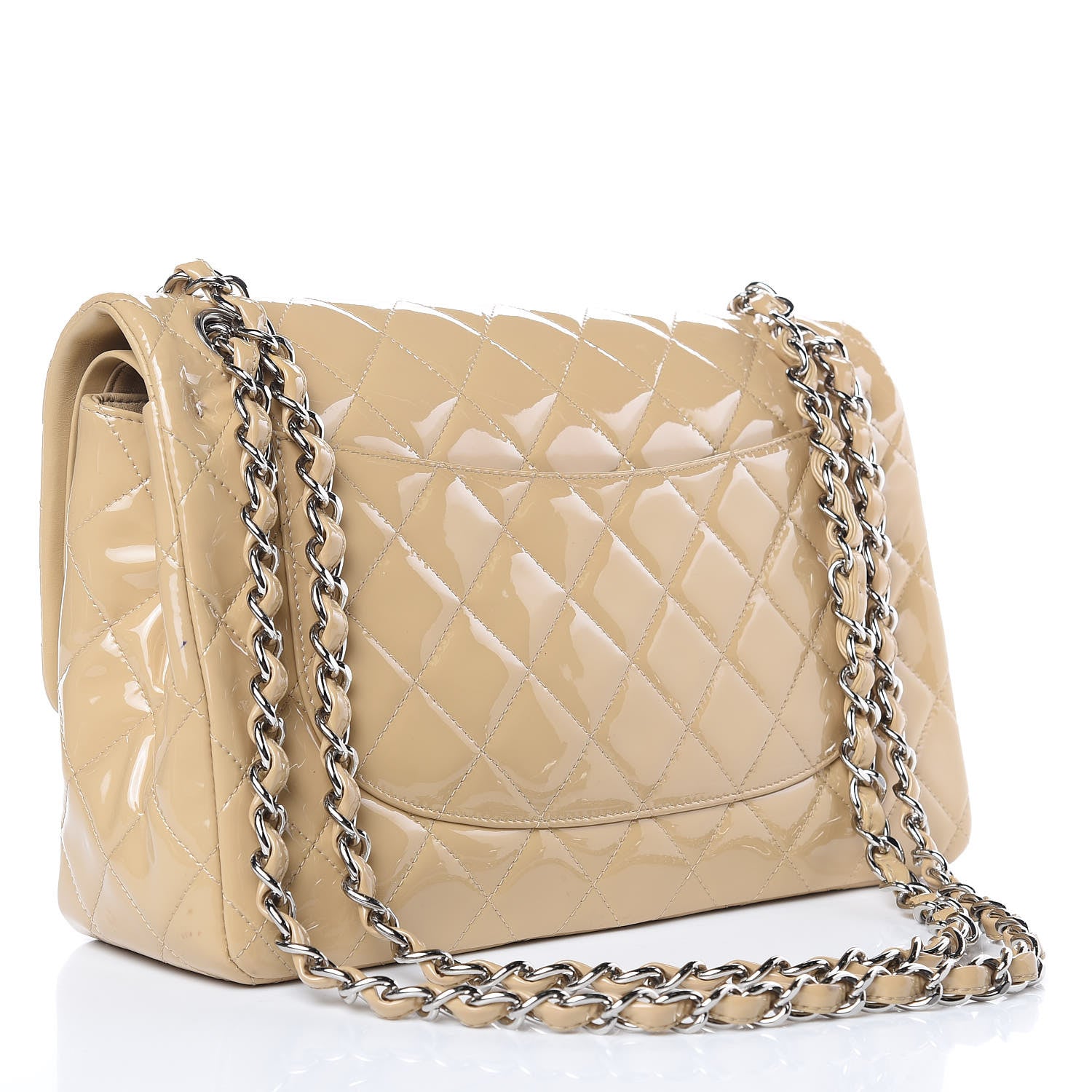 Chanel Patent Quilted Jumbo Double Flap Beige 3 of 14